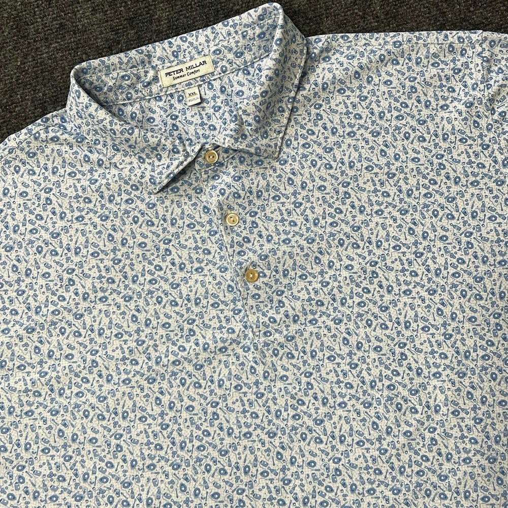 Peter Millar Summer Comfort Mens Shuckin Season Performance Polo Shirt XXL Golf